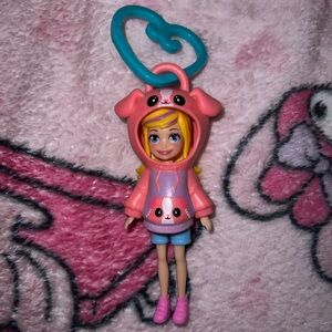 blonde polly pocket with hoodie keychain